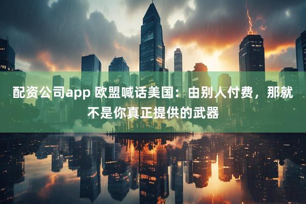 配资公司app 欧盟喊话美国：由别人付费，那就不是你真正提供的武器