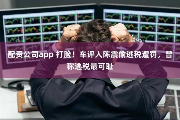 配资公司app 打脸!车评人陈震偷逃税遭罚,曾称逃税最可耻
